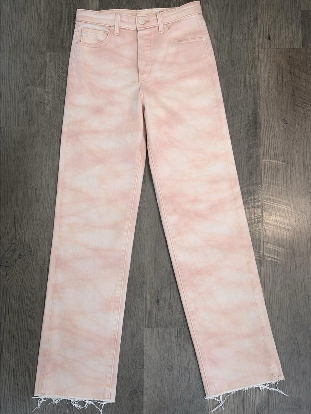 Women’s AG Pink Tie-Dye High Rise Vintage Straight Jeans 29 Reg Alexxis Crop